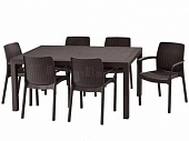Комплект пластиковой мебели JERSEY (6 стульев + прямоугольный стол)